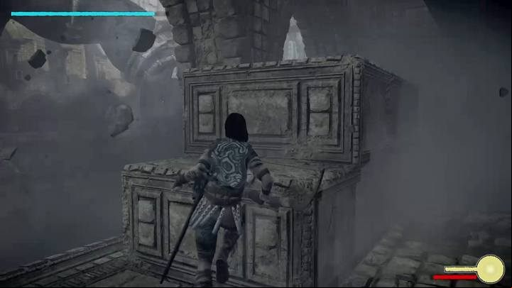 Hide after provoking your opponent in order to avoid getting damage from the strike - Colossus 15 - Argus | Shadow of the Colossus Walkthrough - Walkthrough - Shadow of the Colossus Game Guide