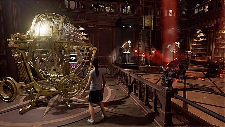 The White Queen will appear behind the ladder, between the two red spots (picture 1), but you cannot reach her right away - How to solve the White Queen riddle in the Crofts mansion? - Solving Riddles - Shadow of the Tomb Raider Game Guide