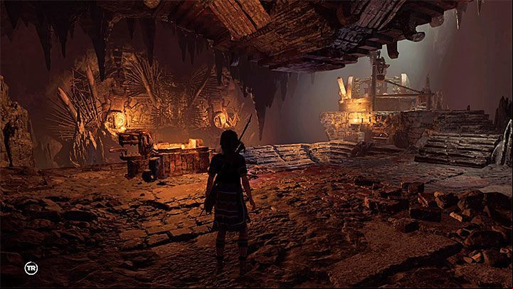 On your way to the second barricade, Lara has to climb up a wall again and slide down the rope - Completing the Trial of the Serpent in Shadow of the Tomb Raider - Solving Riddles - Shadow of the Tomb Raider Game Guide