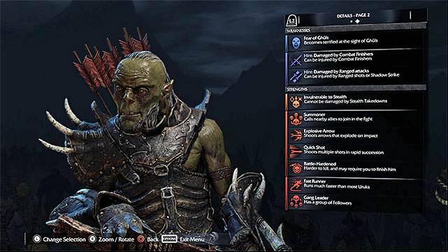 Make sure to study a Warchiefs strengths and weaknesses - Extra mission: Kill the Warchiefs | Main missions - Main missions - Middle-earth: Shadow of Mordor Game Guide