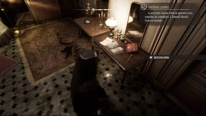 Then examine the first desk, the one with a mirror - Sherlock Holmes Chapter One: Sacrificial Lamb, Mansion - walkthrough - Sacrificial lamb - Sherlock Holmes Chapter One Guide