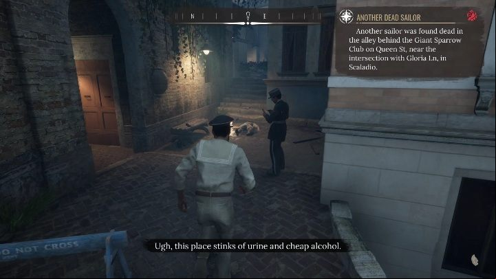 Head to Giant Sparrow Club in Scaladio - Sherlock Holmes Chapter One Other Cases: Siren Song - walkthrough, solution - Other matters - Sherlock Holmes Chapter One Guide