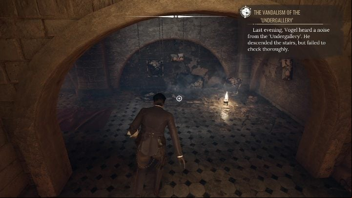 In the next alcove you will see freshly burned paintings - Sherlock Holmes Chapter One: The Muse From Abroad, Art Gallery - walkthrough - Muse from abroad - Sherlock Holmes Chapter One Guide