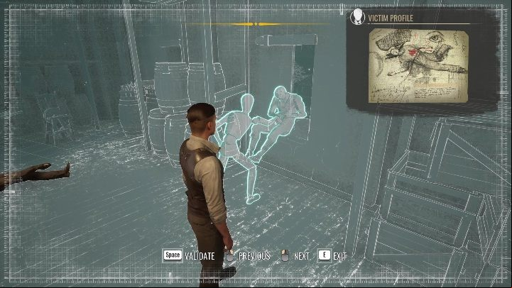 The final part of the reconstruction is a fight near the window - Sherlock Holmes Chapter One: Love, Death, and Cordona - walkthrough, solution - Mycroft Cases - Sherlock Holmes Chapter One Guide