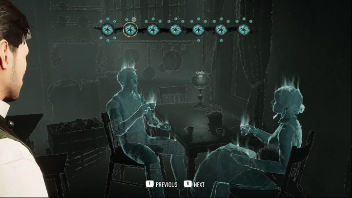 At the kitchen table, set the scene with the gardener and maid drinking tea - Sherlock Holmes The Awakened: Arnesons Mansion - Chapter 5 - Arnesons Mansion - Sherlock Holmes The Awakened Walkthrough