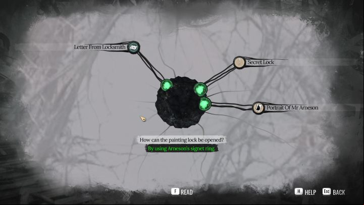 Enter the Mind Palace and choose following answers for How can the Painting Lock Be Opened - Sherlock Holmes The Awakened: Arnesons Mansion - Chapter 5 - Arnesons Mansion - Sherlock Holmes The Awakened Walkthrough