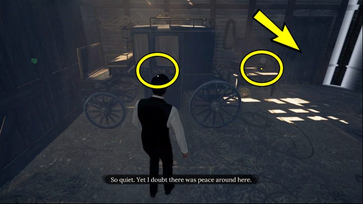Enter the stable and start by examining the horse - Sherlock Holmes The Awakened: Garden of Arnesons Mansion - Chapter 5 - Arnesons Mansion - Sherlock Holmes The Awakened Walkthrough