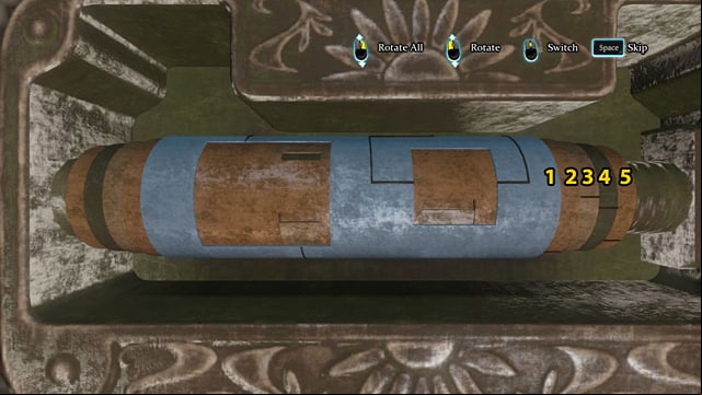 Rotate cylinder nr 1 so that the two windows are moved a little upwards (the left one is slightly bigger than the right one) - Examine the rail switch and the Mines - Riddle On The Rails - Sherlock Holmes: Crimes and Punishments - Game Guide and Walkthrough