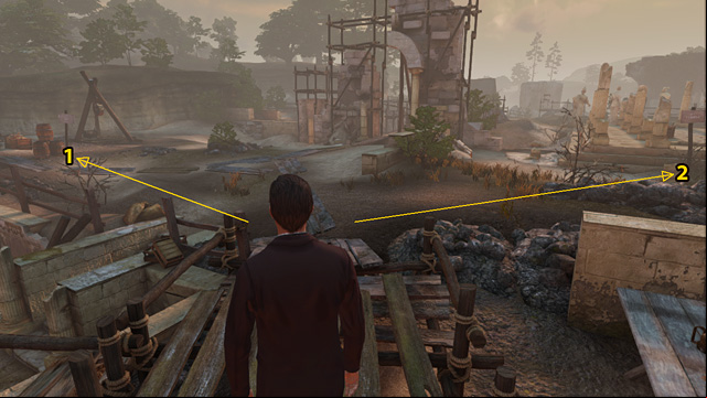 1 - to Area 2 (Ropes), 2 - to Area 5 (Hooks) - Find the way to the Mithraeum - Blood Bath - Sherlock Holmes: Crimes and Punishments - Game Guide and Walkthrough
