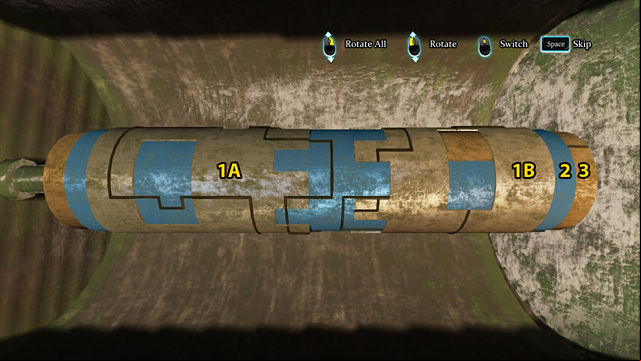 Switch (2 clicks) to nr 2 and rotate it so that the lines in the left window match the ones on nr 1A - Find and examine the secret lock at Notting Hill Manor - A Half Moon Walk - Sherlock Holmes: Crimes and Punishments - Game Guide and Walkthrough