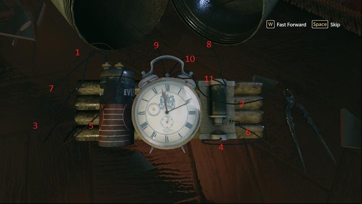 Cut the cables in the order shown on the picture - Disarming the bomb and visiting Alices house | Walkthrough - Infamy | Walkthrough - Sherlock Holmes: The Devils Daughter Game Walkthrough