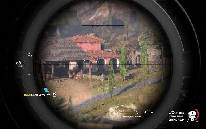 You can take out the first officer from the ruined tower (M1 - Eliminating the officers | Mission 1 San Celini Island in Sniper Elite 4 - Mission 1: San Celini Island - Sniper Elite 4 Game Guide