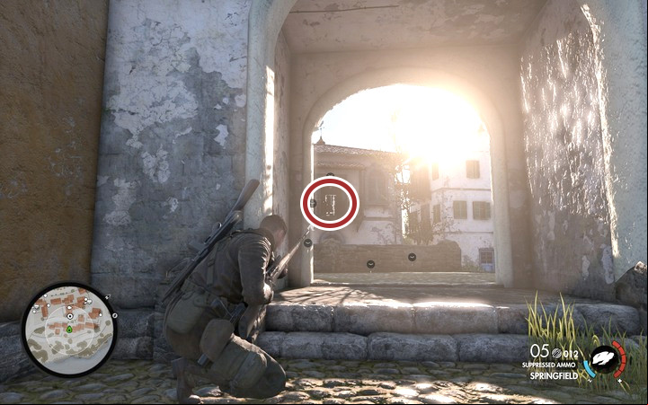 You may also assassinate the target with your hand gun - Eliminating the officers | Mission 1 San Celini Island in Sniper Elite 4 - Mission 1: San Celini Island - Sniper Elite 4 Game Guide