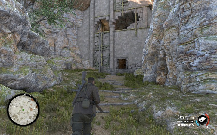Its safe to reach the control point via the ruins in the rock - Clearing the control point | Mission 1 San Celini Island in Sniper Elite 4 - Mission 1: San Celini Island - Sniper Elite 4 Game Guide