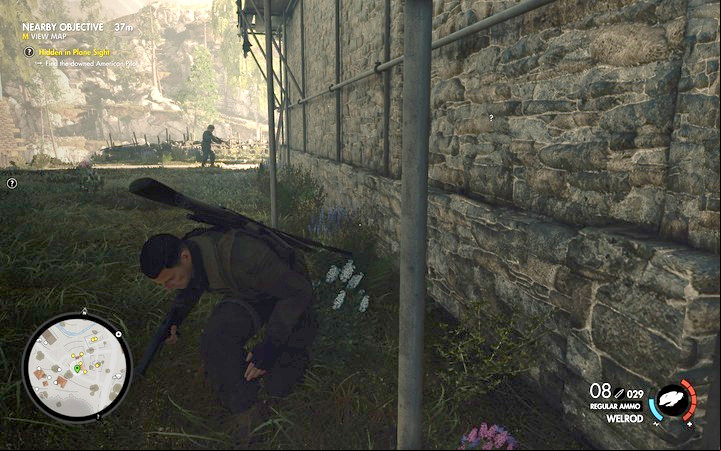 Walk behind the church, while the enemies are stunned - Finding the American pilot | Mission 3 Regilino Viaduct in Sniper Elite 4 - Mission 3: Regilino Viaduct - Sniper Elite 4 Game Guide