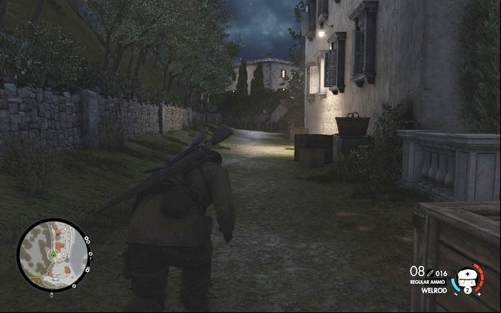 Sneak past the enemies behind their backs and you will get to the isle without raising the alarm - Kill Rothbauer | Mission 7 Giovi Fiorini Mansion in Sniper Elite 4 - Mission 7: Giovi Fiorini Mansion - Sniper Elite 4 Game Guide
