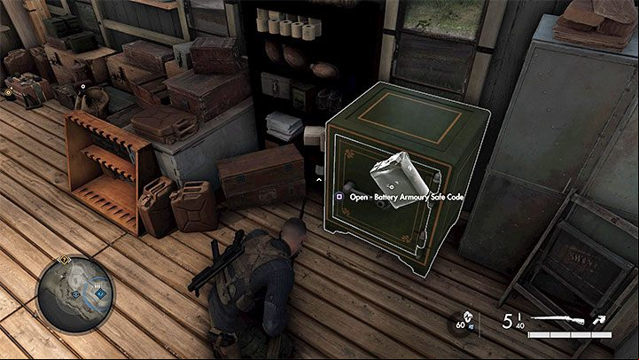After returning to the safe, face the handle and use the code (example in the picture) - Sniper Elite 5: Safes - how to open? - FAQ - Sniper Elite 5 Guide, Walkthrough