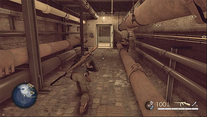 The age through the sewers is largely linear and there are no enemies in the area - Sniper Elite 5: Infiltrating the U-boot base (Mission 8) - walkthrough - Mission 8 - Rubble and ruins - Sniper Elite 5 Guide, Walkthrough