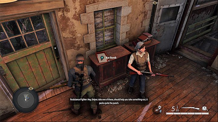 The default starting location in Mission 4 is the resistance hideout in the northwestern corner of the map - Sniper Elite 5: Infiltrating and exploring the factory (Mission 4) - walkthrough - Mission 4 - War Factory - Sniper Elite 5 Guide, Walkthrough