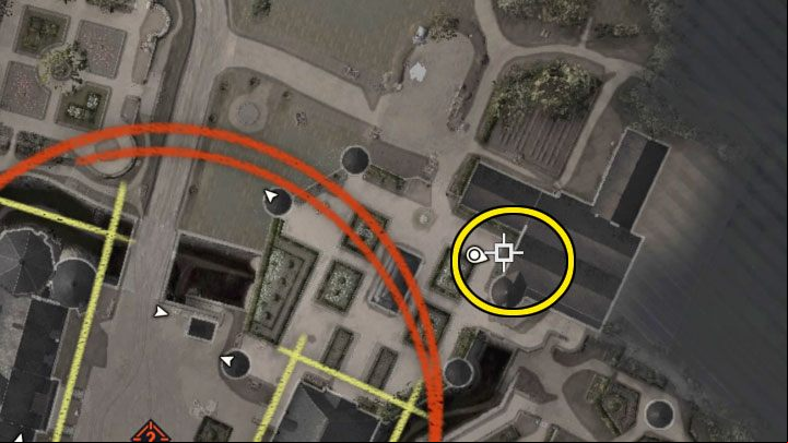 The first artifact is carried by the sniper hiding inside the building to the north-east of the courtyard of the chateau - Sniper Elite 5: Retrieving stolen antiques (Mission 2 side quest) - walkthrough - Mission 2 - Occupied Residence - Sniper Elite 5 Guide, Walkthrough
