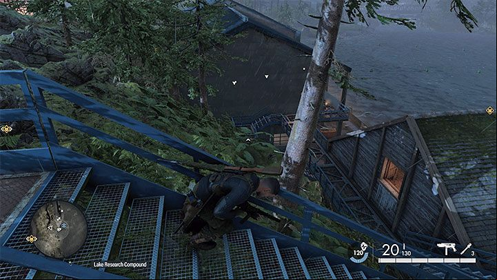 You must examine the facility on the lake shore in the western part of the map - Sniper Elite 5: Sabotaging the V2 rocket installations (mission 7) - walkthrough - Mission 7 - Secret weapons - Sniper Elite 5 Guide, Walkthrough