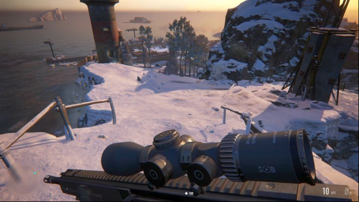 Pay attention to the lighthouse in the distance-you will soon go there. - Kolchak Harbor | Sniper Ghost Warrior Contracts Walkthrough - Walkthrough - Sniper Ghost Warrior Contracts Guide