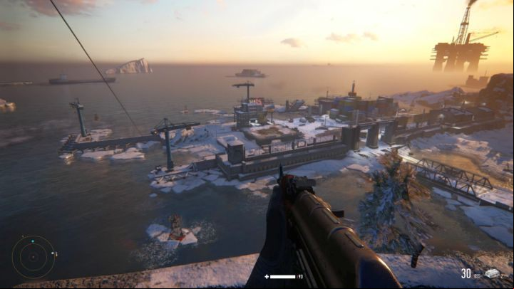 You will have a great view of the enemy base from the lighthouse. - Kolchak Harbor | Sniper Ghost Warrior Contracts Walkthrough - Walkthrough - Sniper Ghost Warrior Contracts Guide