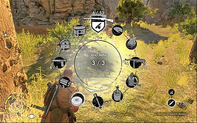 The main character in the game, besides the obvious sniper rifle, has an access to various elements of equipment - Equipment - Hints - Sniper Elite III: Afrika - Game Guide and Walkthrough