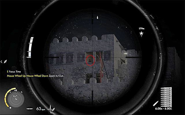 Right next to the place from which youve collected the Diary, there is the first Sniper Nest (blue spot number 1 on the map) - Exploring the southern part of the map - Mission 4 - Fort Rifugio - Sniper Elite III: Afrika - Game Guide and Walkthrough