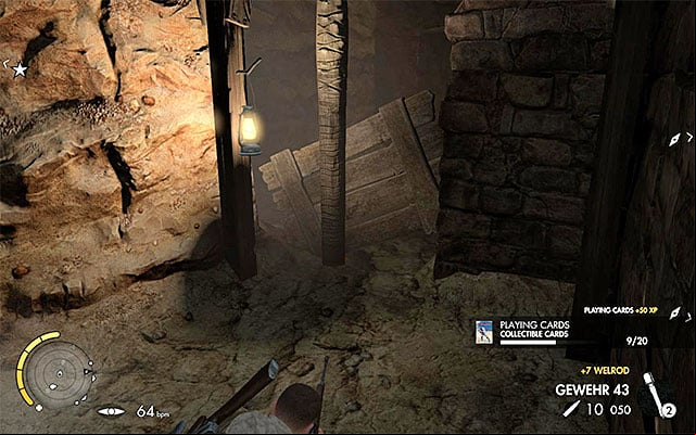 The collectible card in the tunnel - Getting to the old city - Mission 5 - Siwa Oasis - Sniper Elite III: Afrika - Game Guide and Walkthrough