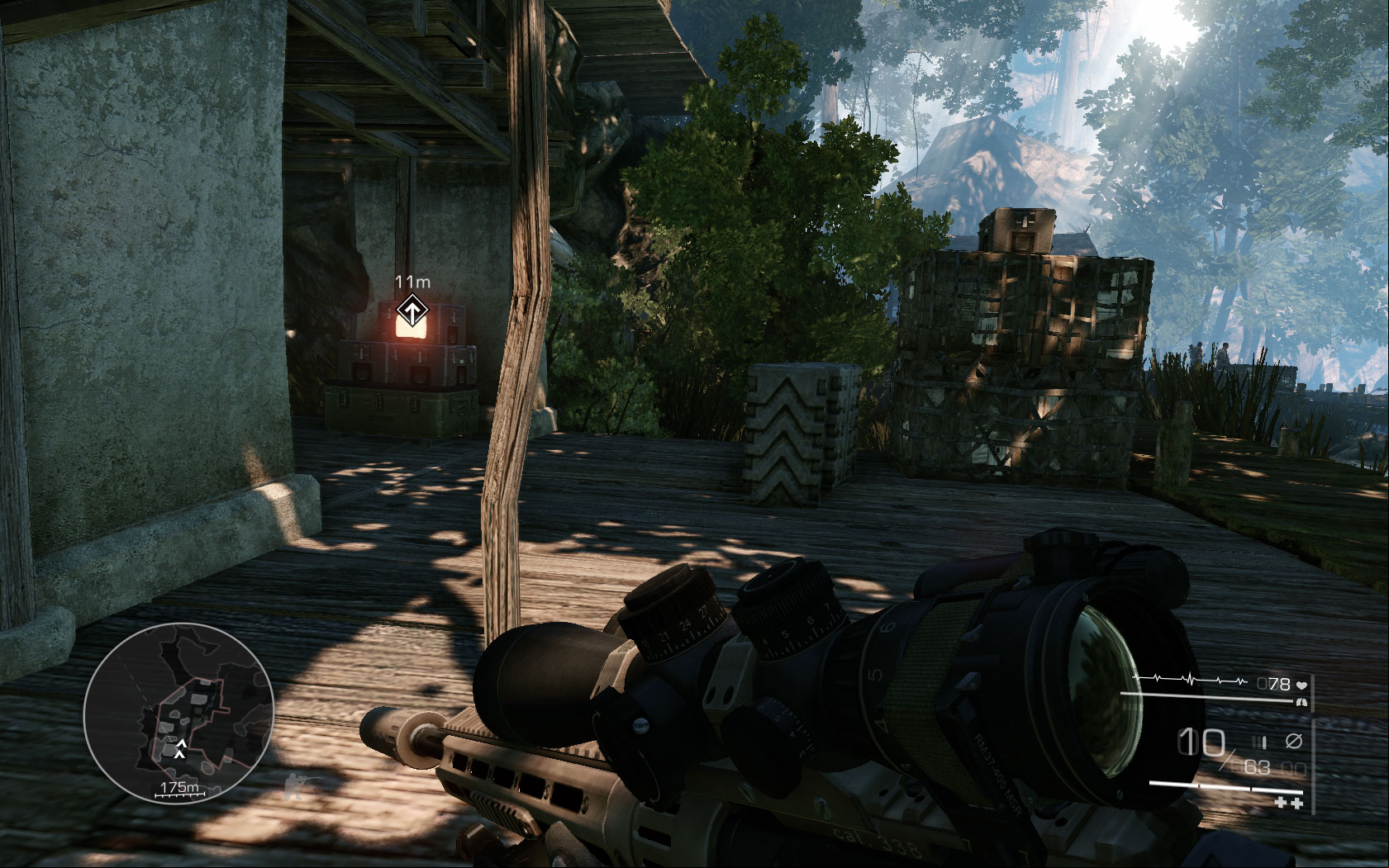 Carefully move onwards, climbing onto the footbridge - Plant the C4 - Act 1 - Communication Breakdown - Sniper: Ghost Warrior 2 - Game Guide and Walkthrough