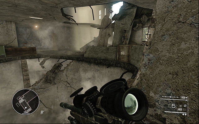 After reaching the mezzanine, you will see an enemy in the next room - Get on the third floor and made photos - Act 2 - And Justice for All - Sniper: Ghost Warrior 2 - Game Guide and Walkthrough