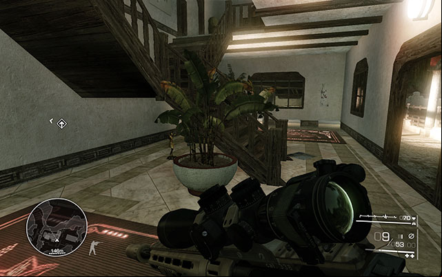 Under the stairs of the first mansion that you visit - the stairs split into two - From Out of Nowhere - Secrets - act 1 - Sniper: Ghost Warrior 2 - Game Guide and Walkthrough
