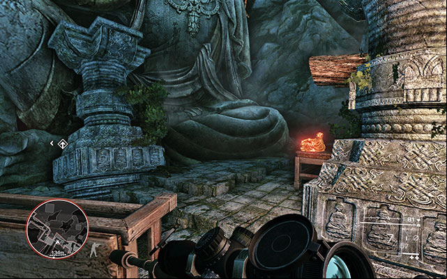 On a bench by the idol on the right - you will by that place right after the cutscene during which Maddox will almost kill you - No Loose Ends - Secrets - act 3 - Sniper: Ghost Warrior 2 - Game Guide and Walkthrough