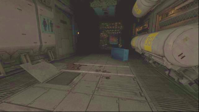 The remains of a toilet on the left side contain a growth, which can be interacted with. - Lambda station | SOMA Game Walkthrough - Walkthrough - SOMA Guide