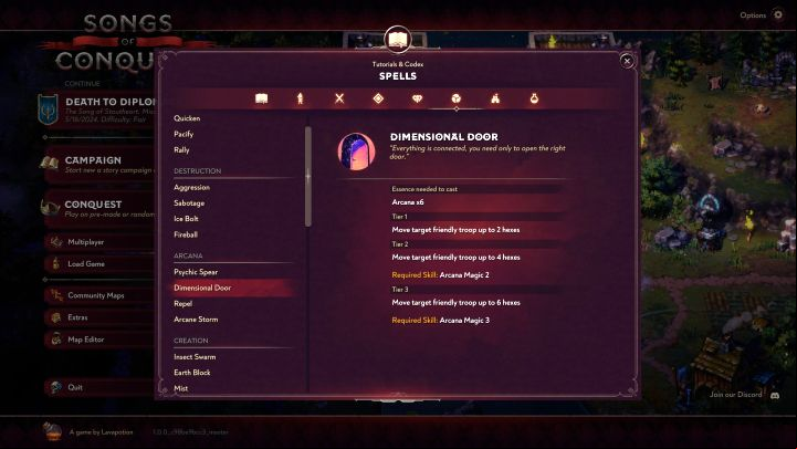 Dimensional Door - Songs of Conquest: Best spells - Basics - Songs of Conquest Guide