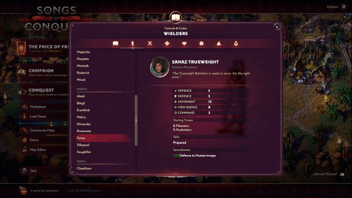 Sanaz Trueweight - Songs of Conquest: List of best Wielders - Basics - Songs of Conquest Guide