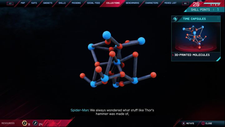 In one of the time capsules, you will find a model of the particle that Miles and Phin created while wondering what Thor's Hammer, Mjölnir, is made of - Spider-Man Miles Morales: Easter Eggs - list - Basics - Spider-Man Miles Morales Guide