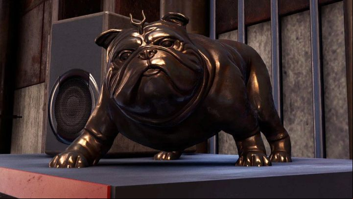 The bulldog statue can be found in one of the Underground's hideouts - Spider-Man Miles Morales: Easter Eggs - list - Basics - Spider-Man Miles Morales Guide