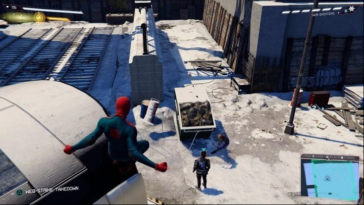 After another fight, go to the rail yard in Hell's Kitchen - Spider-Man Miles Morales: Harlem Trains Out Of Service walkthrough - Main missions - Spider-Man Miles Morales Guide