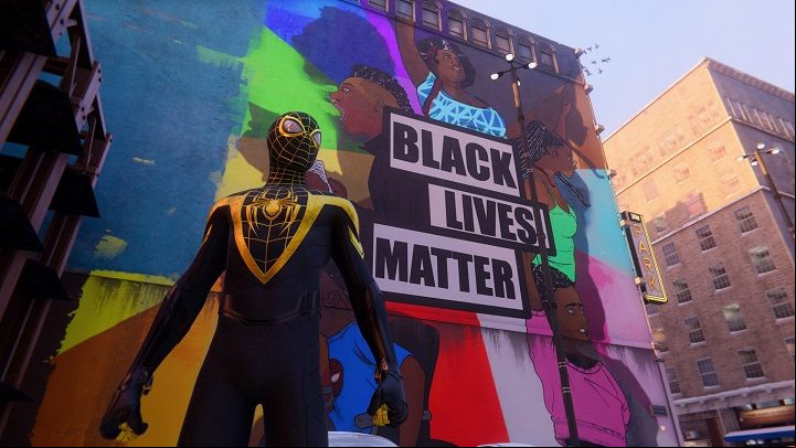 After completing all the activities in the FNSM application, grateful citizens will leave a gift for you under a mural in the financial district - Spider-Man Miles Morales: Activities in FNSM App - walkthrough, list - FNSM App - Spider-Man Miles Morales Guide