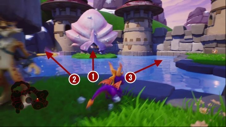 When diving in the lake, you can find another egg along with a considerate number of gems - Sunrise Spring | Spyro: Year of the Dragon Walkthrough - Sunrise Spring - Spyro Reignited Trilogy Guide