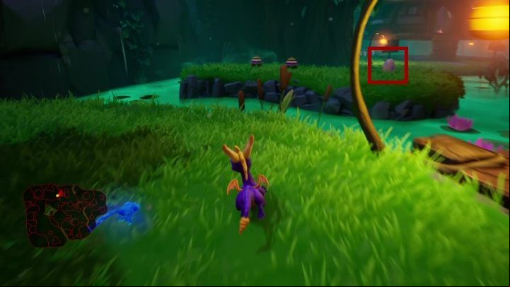 The egg is on the island which you can access by reaching the edge of the glade (the one where the second house is) - Eggs - Secrets and mysteries - Spyro Reignited Trilogy Guide