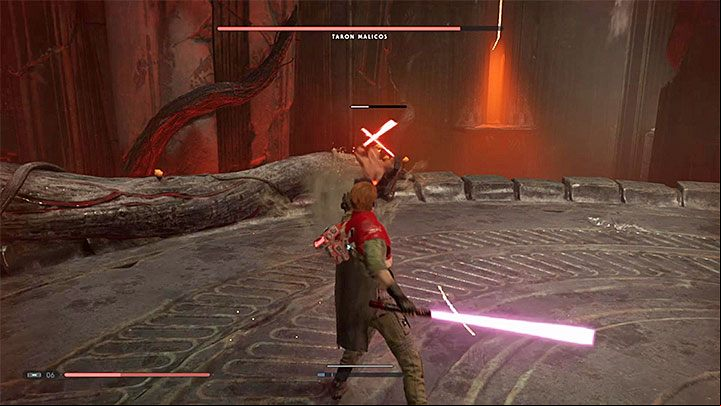 You can easily interrupt Malicos attacks with Force Push - Taron Malicos | Fallen Order Boss - Bosses - Star Wars Jedi Fallen Order Guide