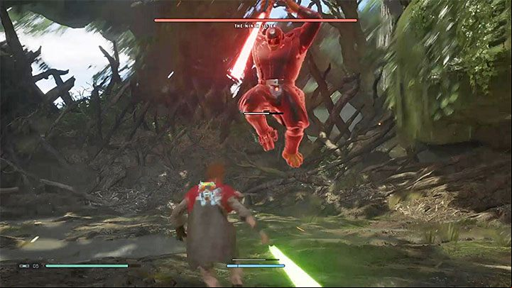 The Ninth Sister fights mainly with her lightsaber - The Ninth Sister | Fallen Order Boss - Bosses - Star Wars Jedi Fallen Order Guide