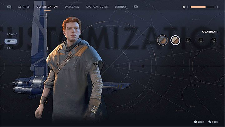 Besides changing the appearance of the poncho, you can also determine the type of material of the heros costume - Is it possible to change the appearance of the main character in Fallen Order? - Hero and team - Star Wars Jedi Fallen Order Guide