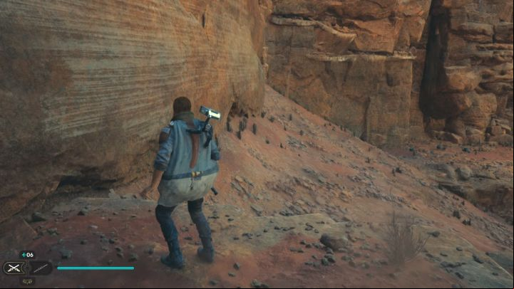At the place in the picture you have to make wall run - Jedi Survivor: Ruins Landing Site on Jedha puzzle - Puzzles - Star Wars Jedi Survivor guide