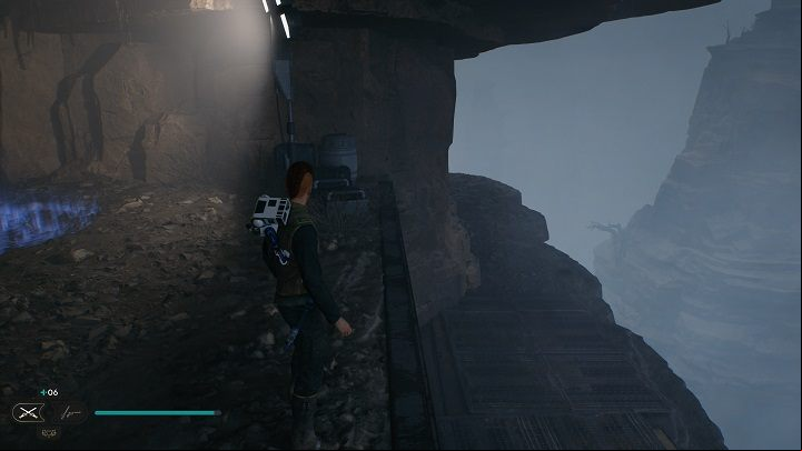 Walk ahead using the grapple hook and vines until you reach the meditation point - Jedi Survivor: Imperial Post 8L-055 - list of secrets - Koboh - Star Wars Jedi Survivor guide