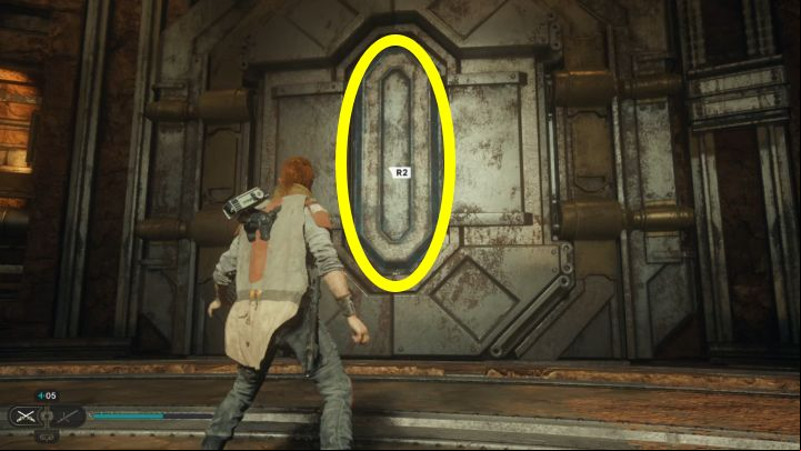 Ultimately, there should be two blocks in front of the central gate - in the shape of ( and ) - Jedi Survivor: Opening the Gate at the Buried Refuge - Puzzles - Star Wars Jedi Survivor guide