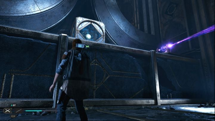 In the new location, defeat the droids and use the Force pull on the box - Jedi Survivor: Orb coupler puzzles in the Devastated Settlement - Puzzles - Star Wars Jedi Survivor guide